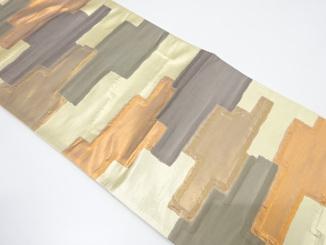 アンティーク　抽象模様織り出し袋帯（着用可）